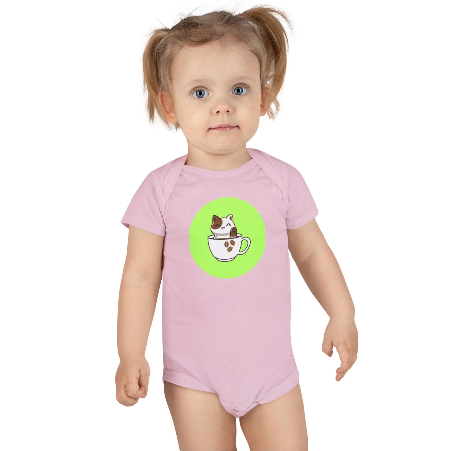 Cute Kitten in Teacup Baby Onesie — Adorable Cat Infant Bodysuit