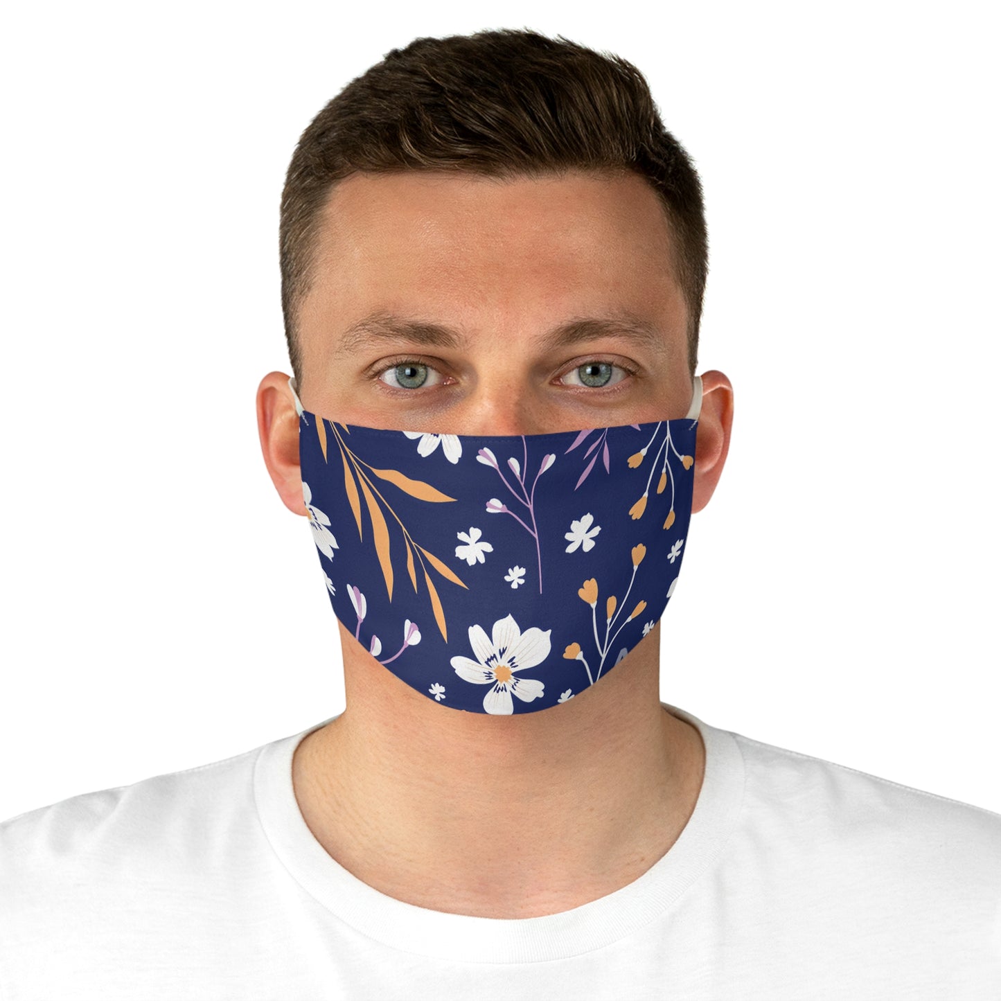Floral Face Mask — Navy Blue Vintage Flower Print