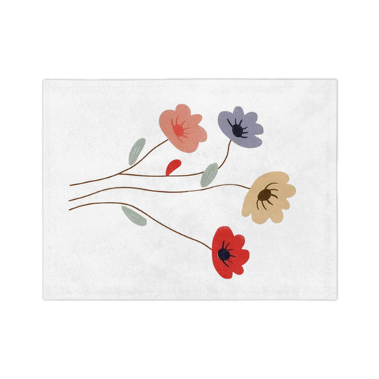 Floral Velvet Throw Blanket — Minimal Wildflower Microfiber Throw