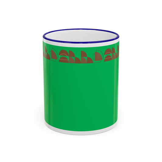 Green Floral Accent Rim Mug — Botanical Pattern 11oz/15oz