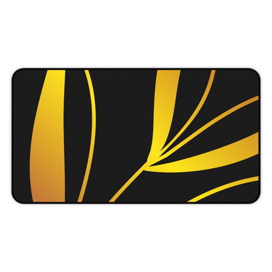 Golden Leaf Desk Mat — Elegant Black & Gold Office Desk Pad