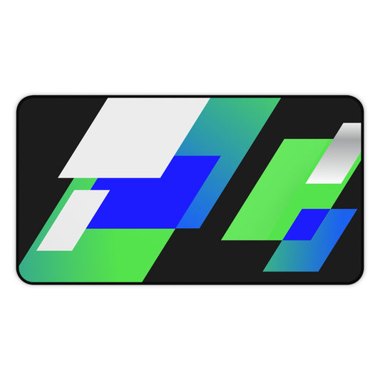 Geometric Neon Desk Mat — Green & Blue Abstract Office Mouse Pad