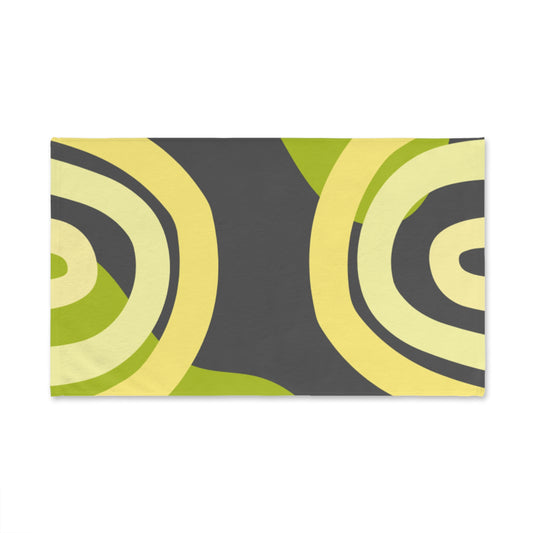 Abstract Green Circles Hand Towel — Modern Retro Kitchen & Bath Accent
