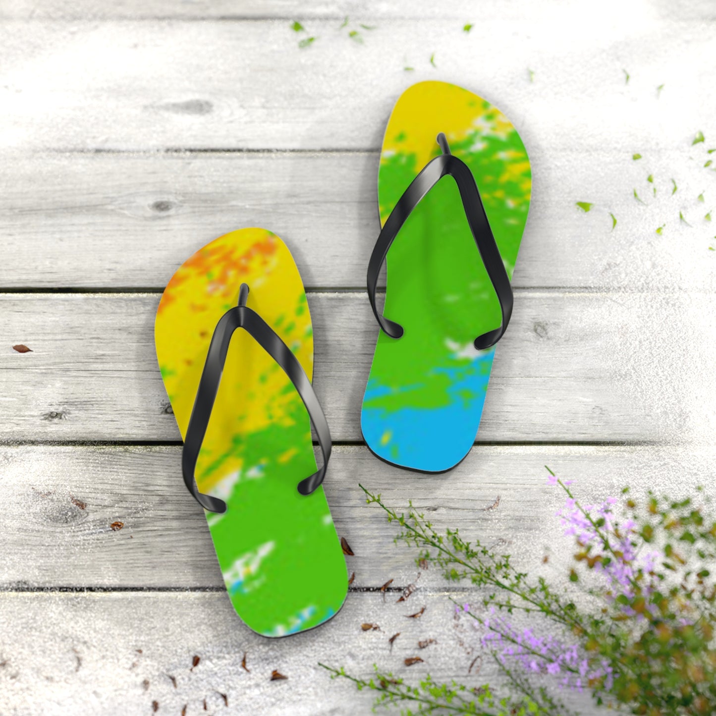 Tropical Tie-Dye Flip Flops — Colorful Summer Beach Sandals