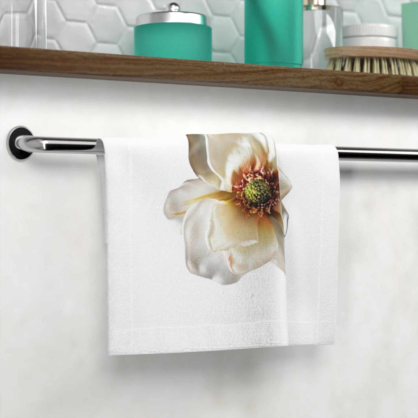 Floral Magnolia Face Towel – Soft White Blossom Skincare Towel