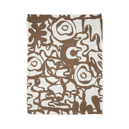 Abstract Brown Doodle Fleece Blanket