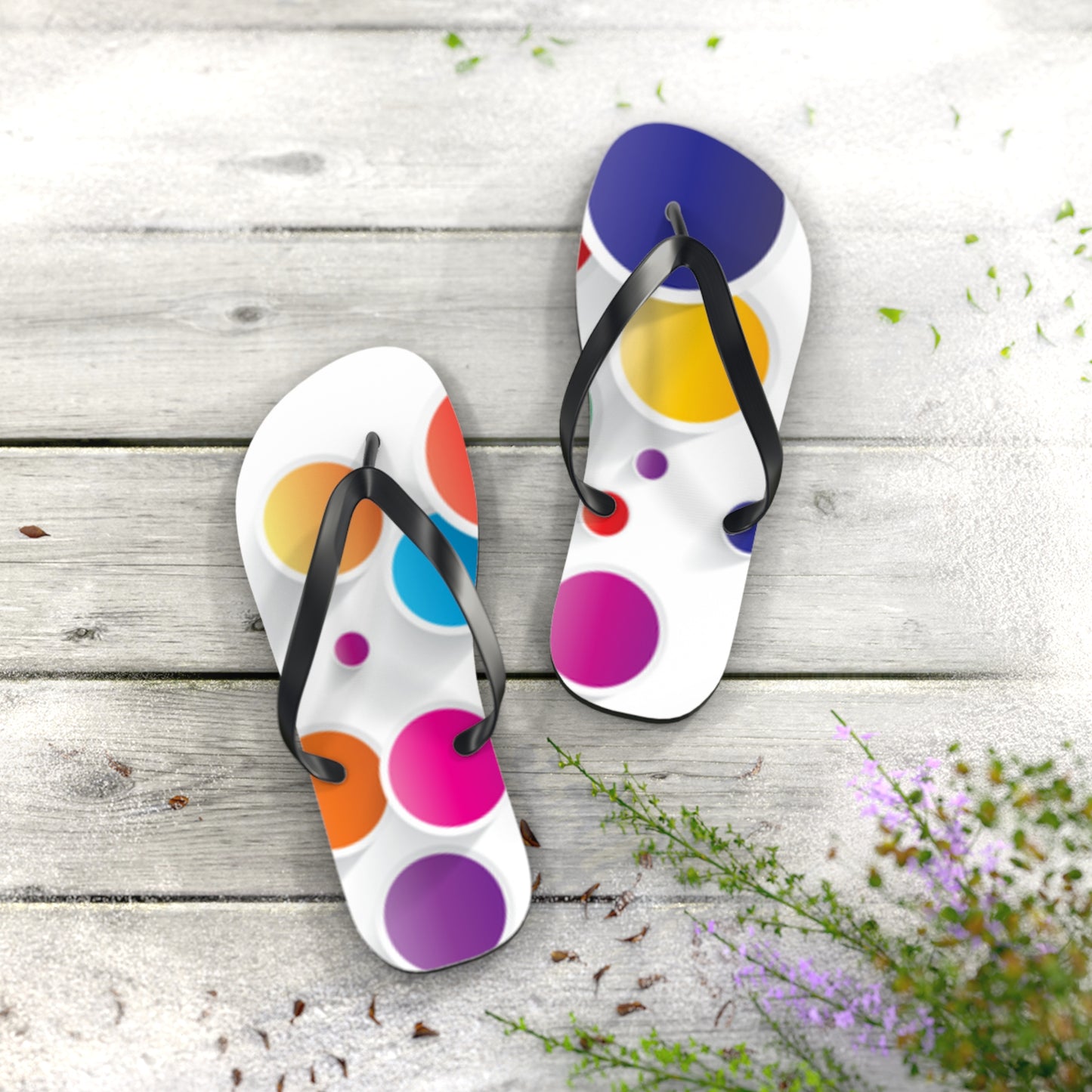 Flip Flops - Colorful Dot Pattern Beach Sandals