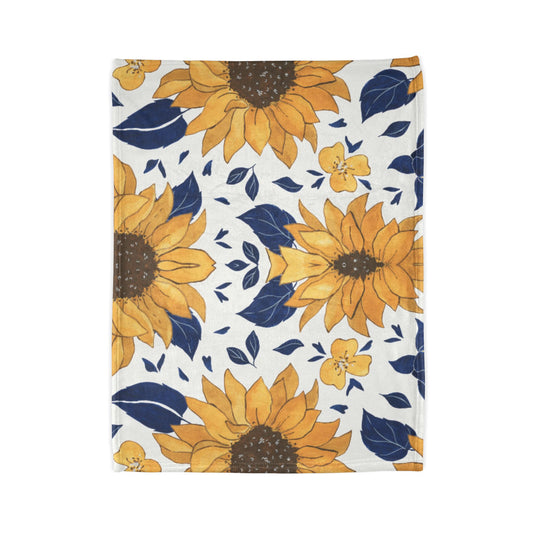 Sunflower Pattern Soft Polyester Blanket — Yellow Floral Throw for Living Room, Bedroom & Gift
