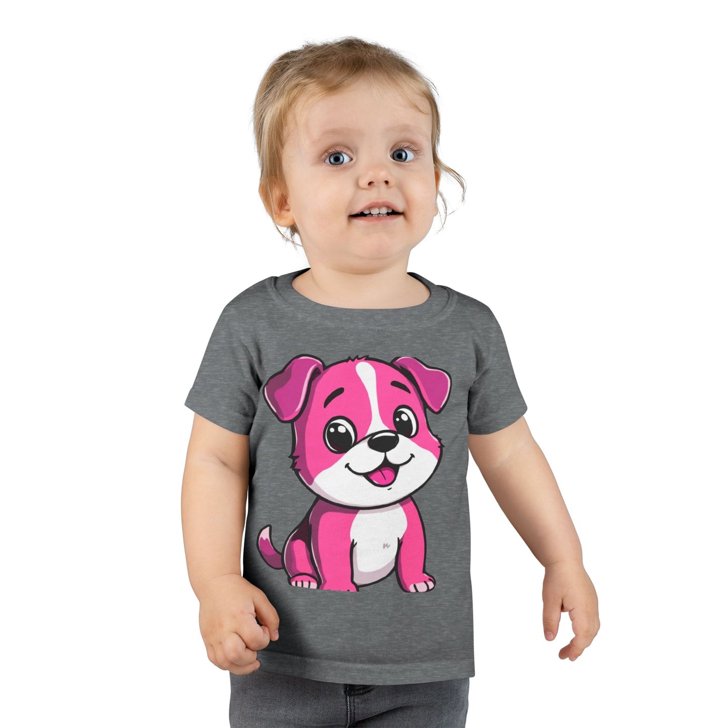 Toddler T-Shirt — Cute Pink Puppy Cartoon Tee for Kids