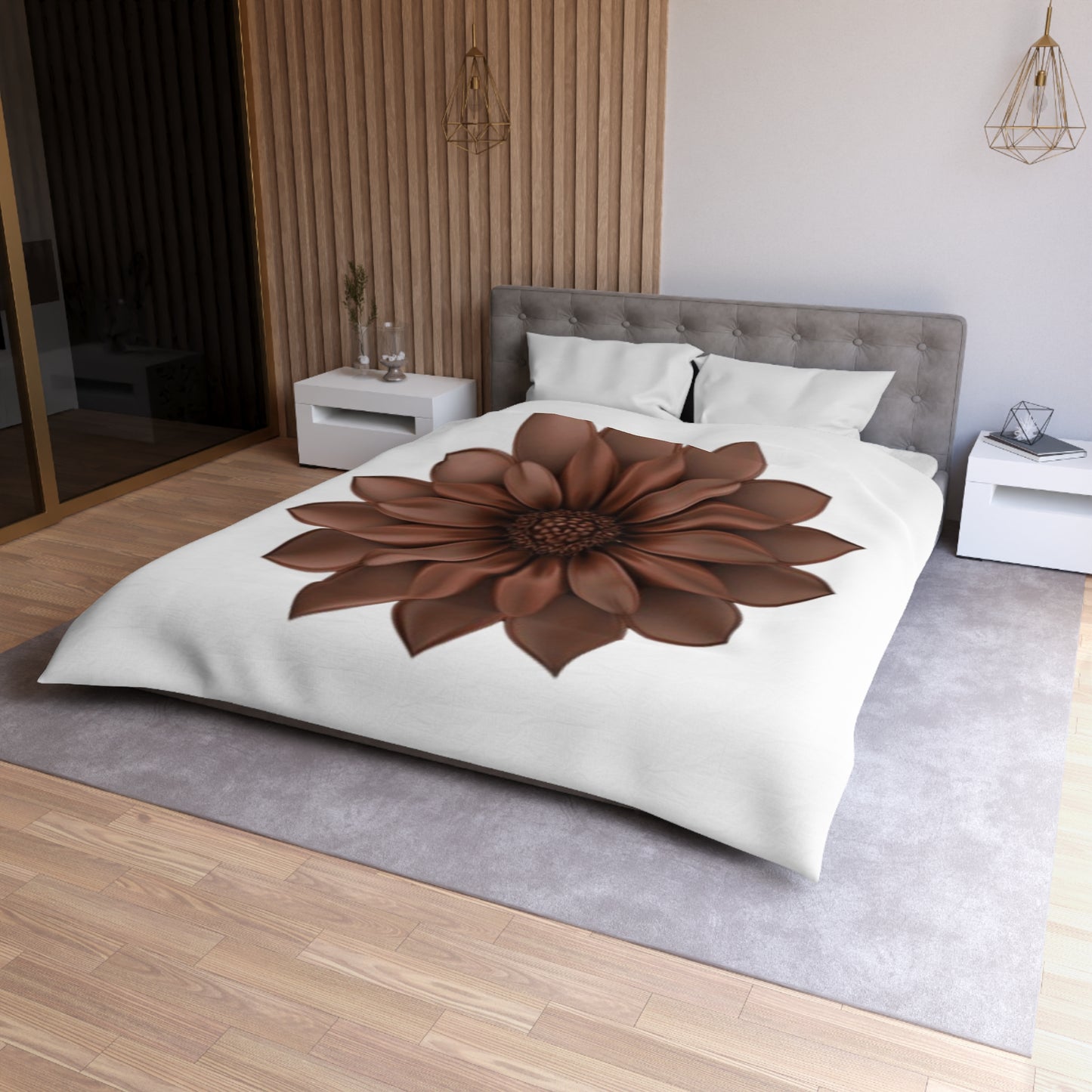 Duvet Cover — Chocolate Dahlia Floral Microfiber Bedding