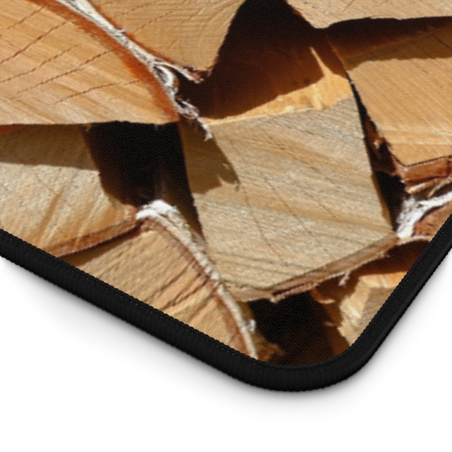 Wood Stack Desk Mat — Rustic Firewood Pattern Mouse Pad for Home Office
