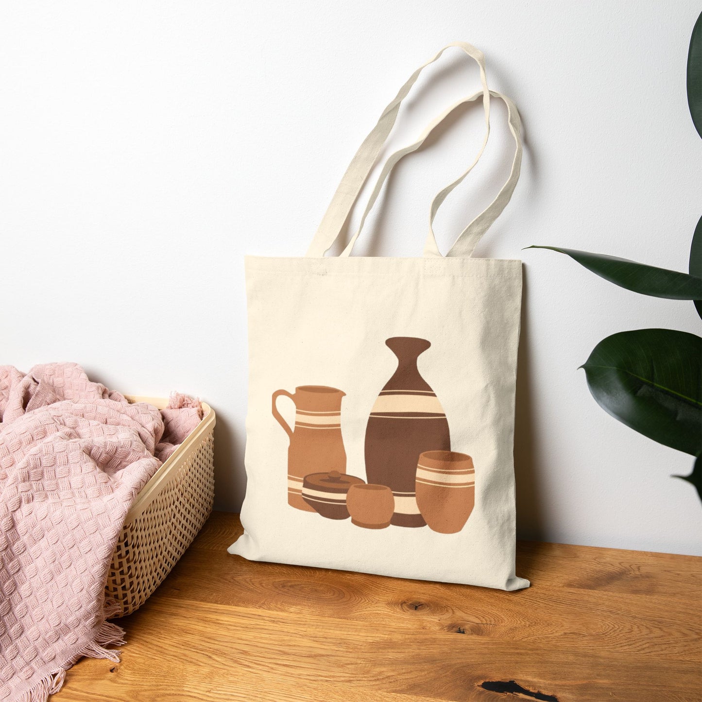 Ceramic Pottery Illustration Cotton Tote Bag