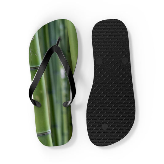 Bamboo Print Flip Flops — Tropical Green Beach Sandals