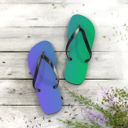 Color-Block Gradient Flip Flops — Coastal Blue to Teal Summer Sandals