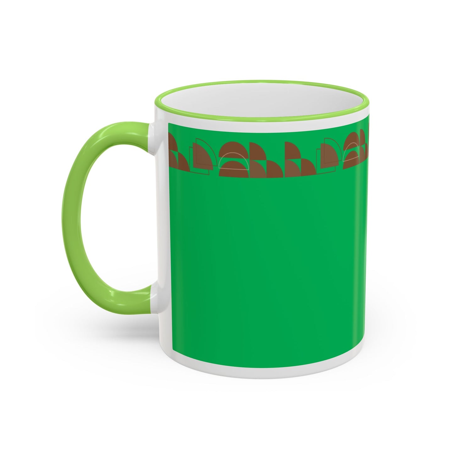 Green Floral Accent Rim Mug — Botanical Pattern 11oz/15oz