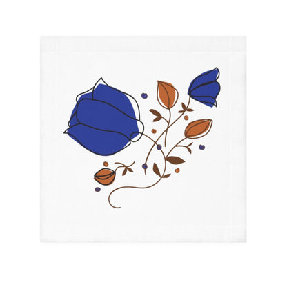 Blue Floral Face Towel — Decorative Rose Pattern Hand Towel