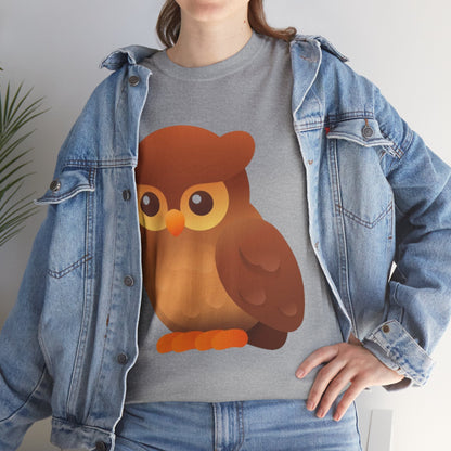 Cute Owl Graphic Tee — Whimsical Brown Owl Design