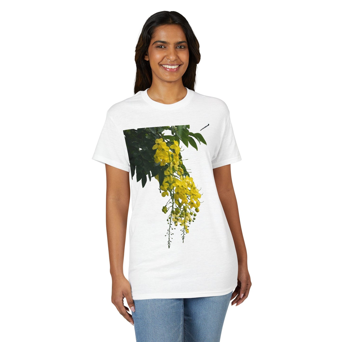 Golden Shower Tree Floral T-Shirt — Yellow Cassia Blossom Graphic Tee