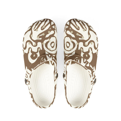 Brown Abstract Pattern Clogs — EVA Foam Rubber Shoes