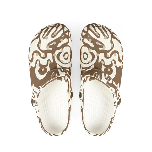 Brown Abstract Pattern Clogs — EVA Foam Rubber Shoes