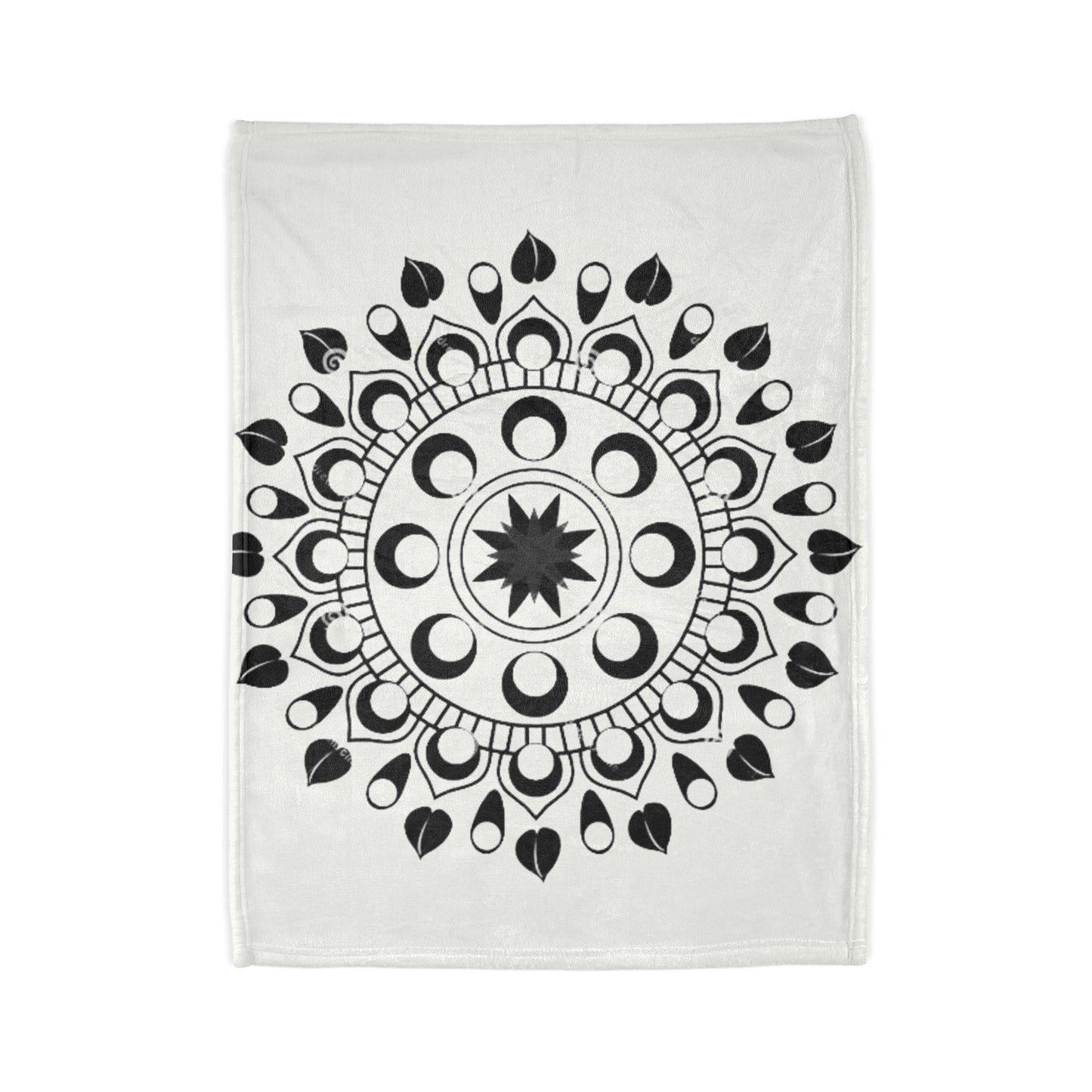 Mandala Moon Phases Blanket — Black & White Boho Throw