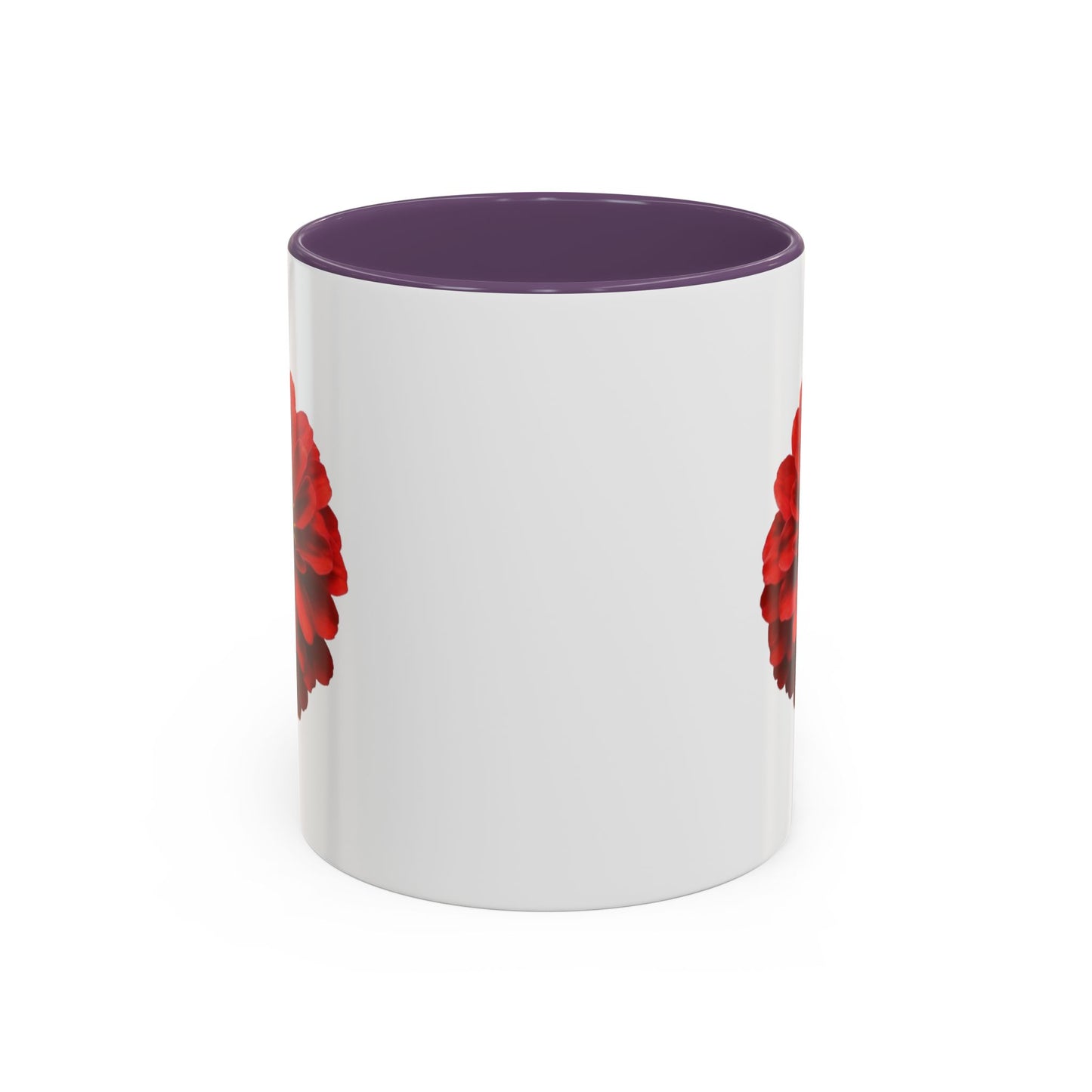 Red Zinnia Accent Coffee Mug — Floral Ceramic Tea Cup (11/15 oz)