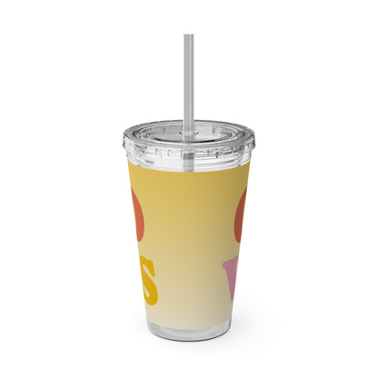 Sunny Vibes Tumbler with Straw - 16oz Drinkware for Good Vibes