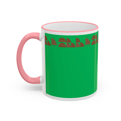 Green Floral Accent Rim Mug — Botanical Pattern 11oz/15oz