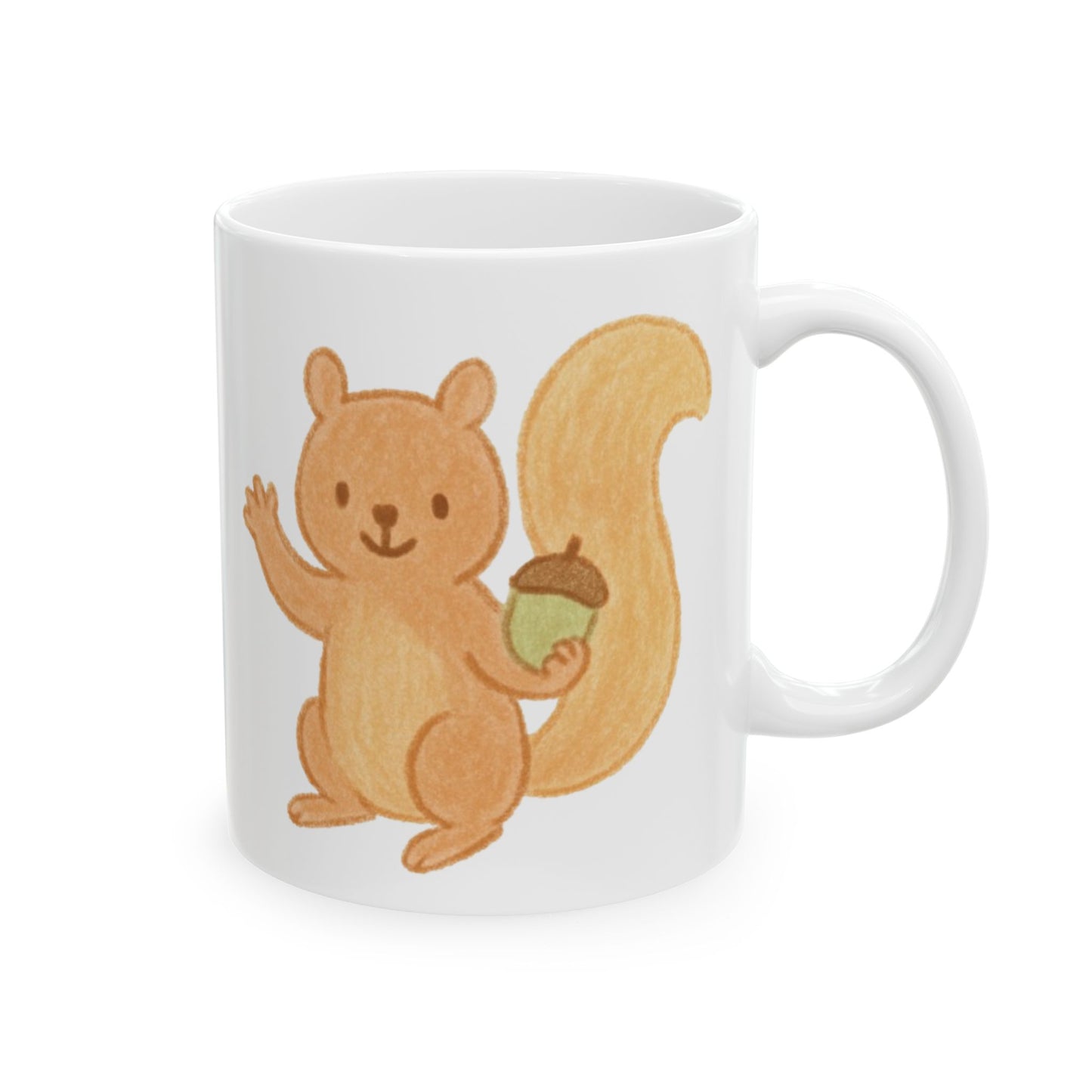 Cute Waving Squirrel Ceramic Mug — Adorable Coffee Tea Cup (11oz & 15oz)