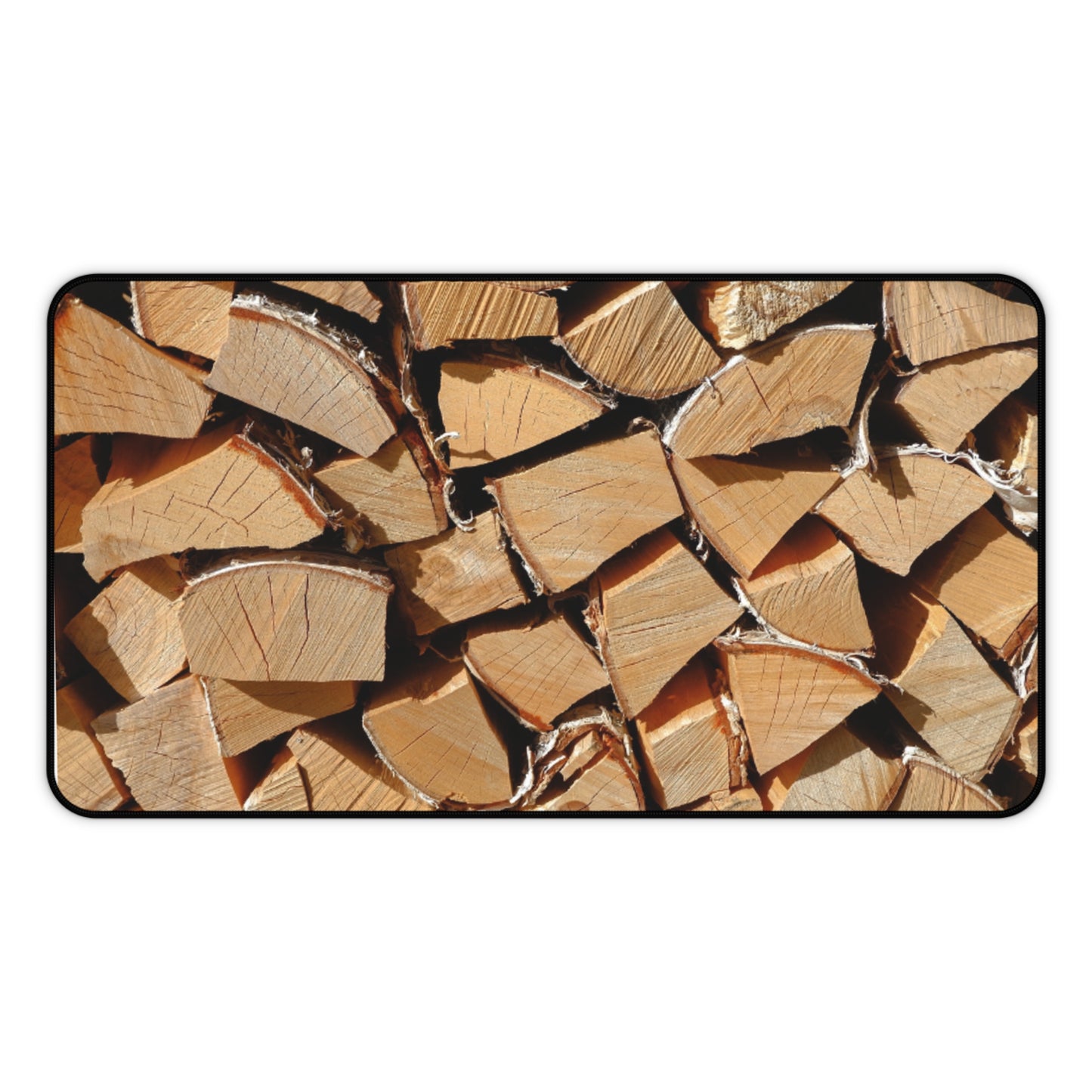 Wood Stack Desk Mat — Rustic Firewood Pattern Mouse Pad for Home Office