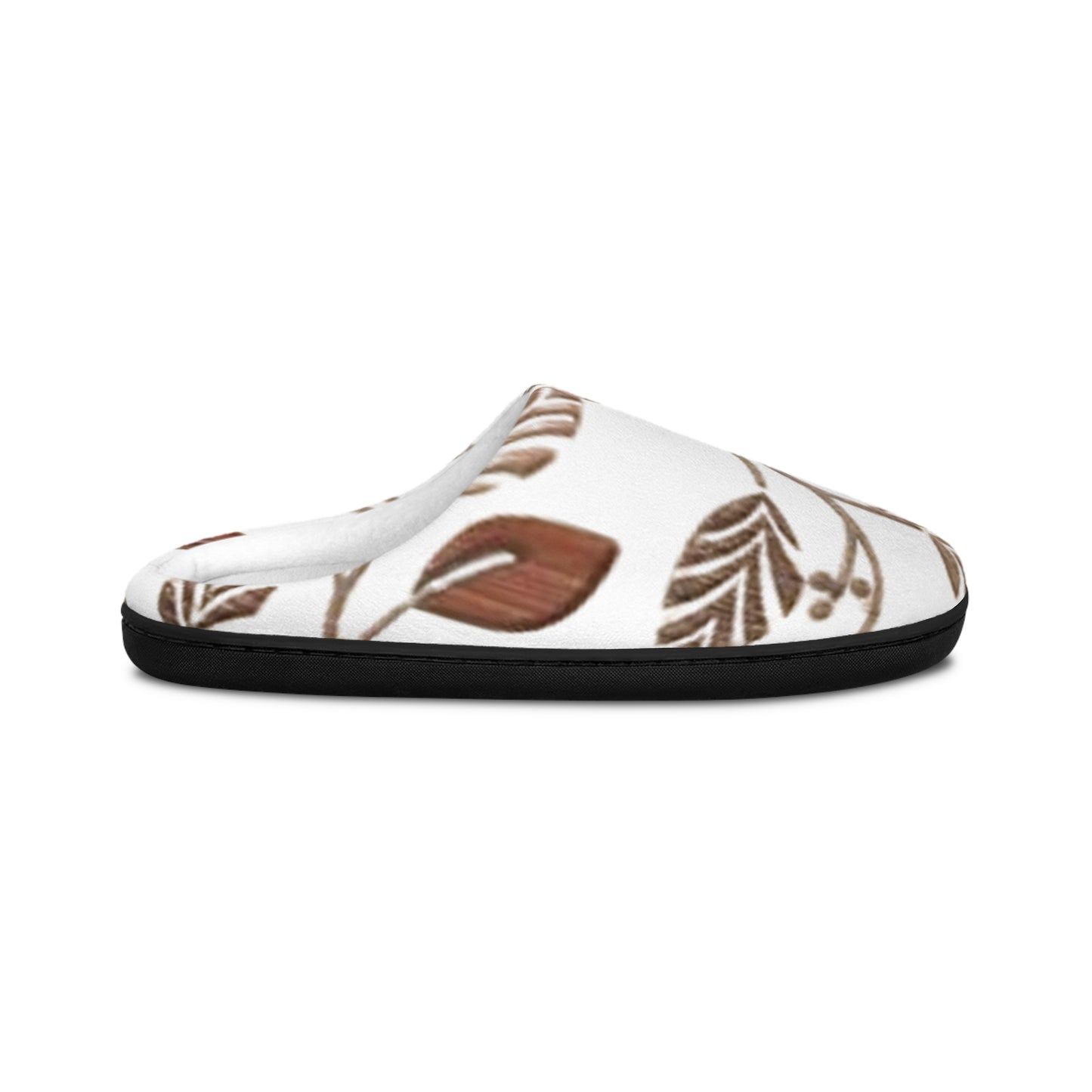 Women's Floral Cozy Slippers — Neutral Brown Botanical Indoor Shoes