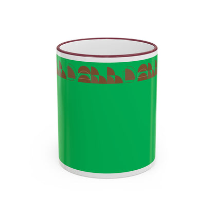 Green Floral Accent Rim Mug — Botanical Pattern 11oz/15oz