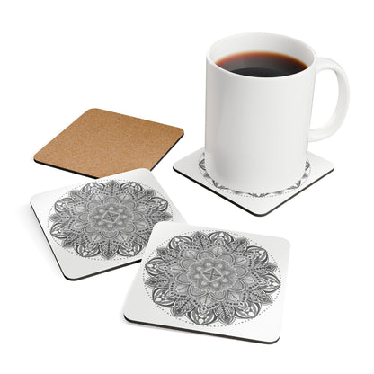 Mandala Cork Coaster Set — Boho Decorative Drink Coasters (4-Pack)