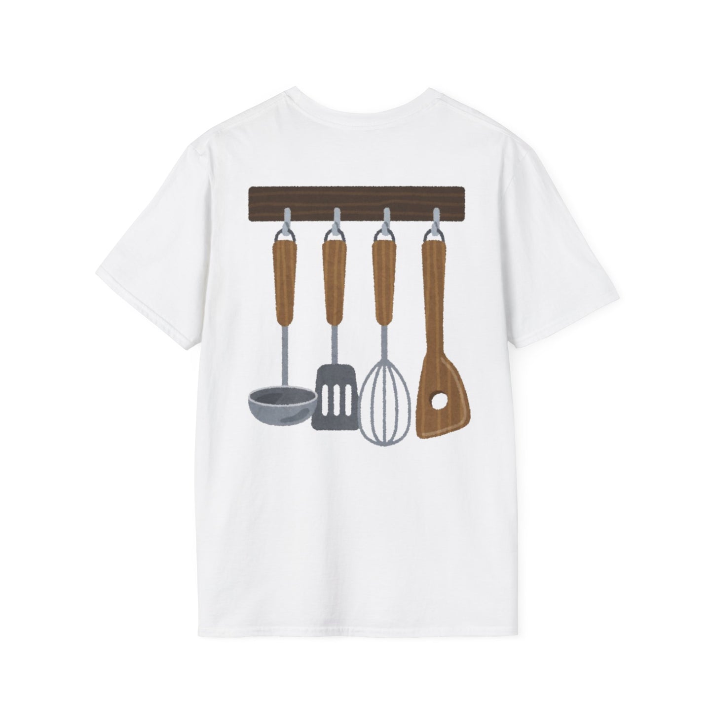Kitchen Utensils Hanging Back Print T‑Shirt — Chef Cooking Tools Shirt