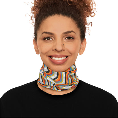Retro Swirl Neck Gaiter - Psychedelic Orange & Blue Lightweight Face Covering