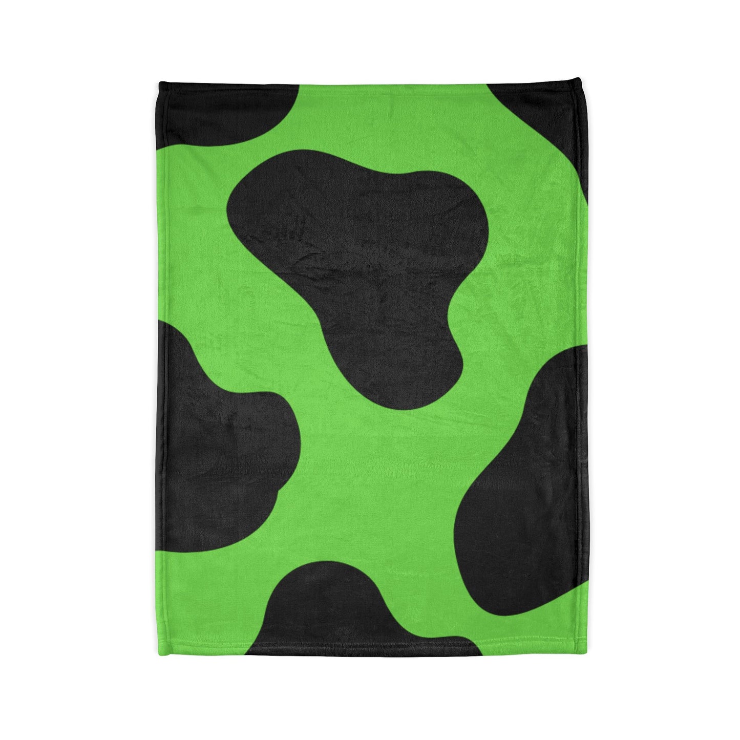 Green & Black Cow Print Blanket — Soft Polyester Throw for Kids, Dorms & Cozy Home Decor
