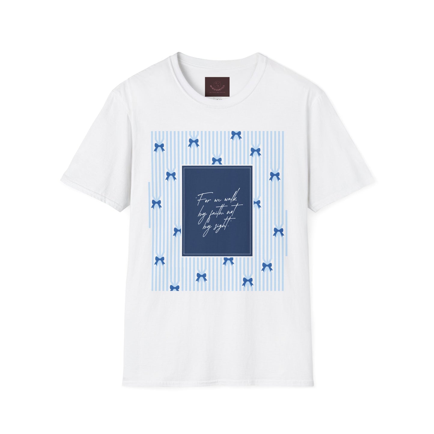 Walk By Faith T-Shirt — Inspirational Blue Bow Christian Tee