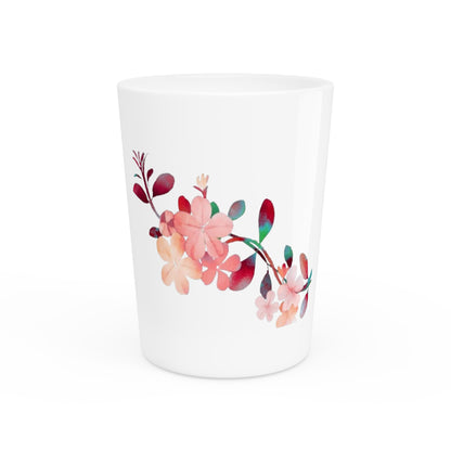 Floral Watercolor Shot Glass — Pink Blossom Barware, Spring Bridal & Mother’s Day Gift