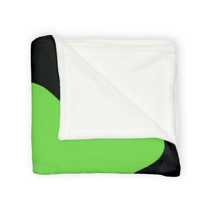 Green & Black Camo Plush Blanket — Abstract Cow-Spot Pattern Cozy Throw