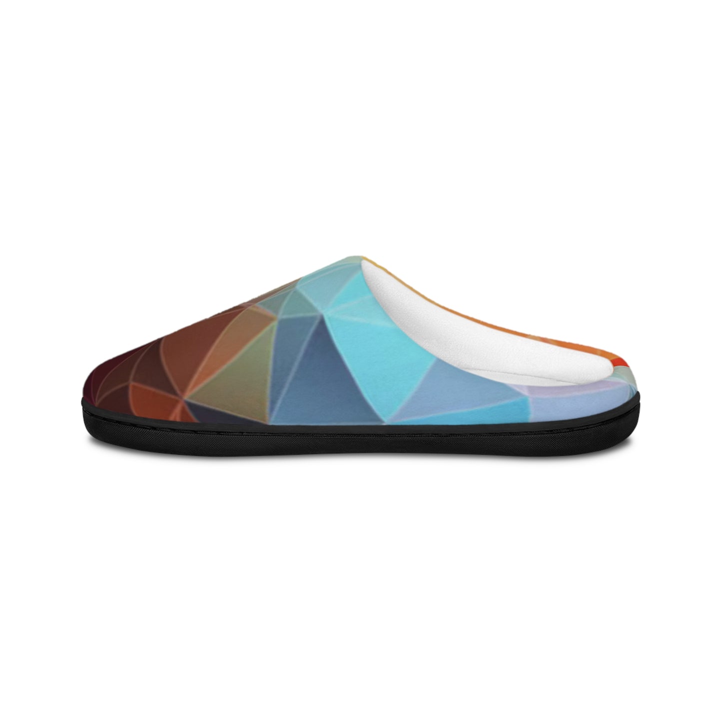 Geometric Gradient Women's Indoor Slippers — Colorful Polygon Cozy Slides