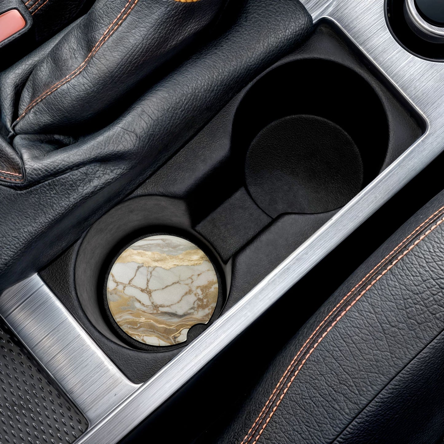 Soapstone Marble Car Coaster – Gold Vein Stone Drink Holder