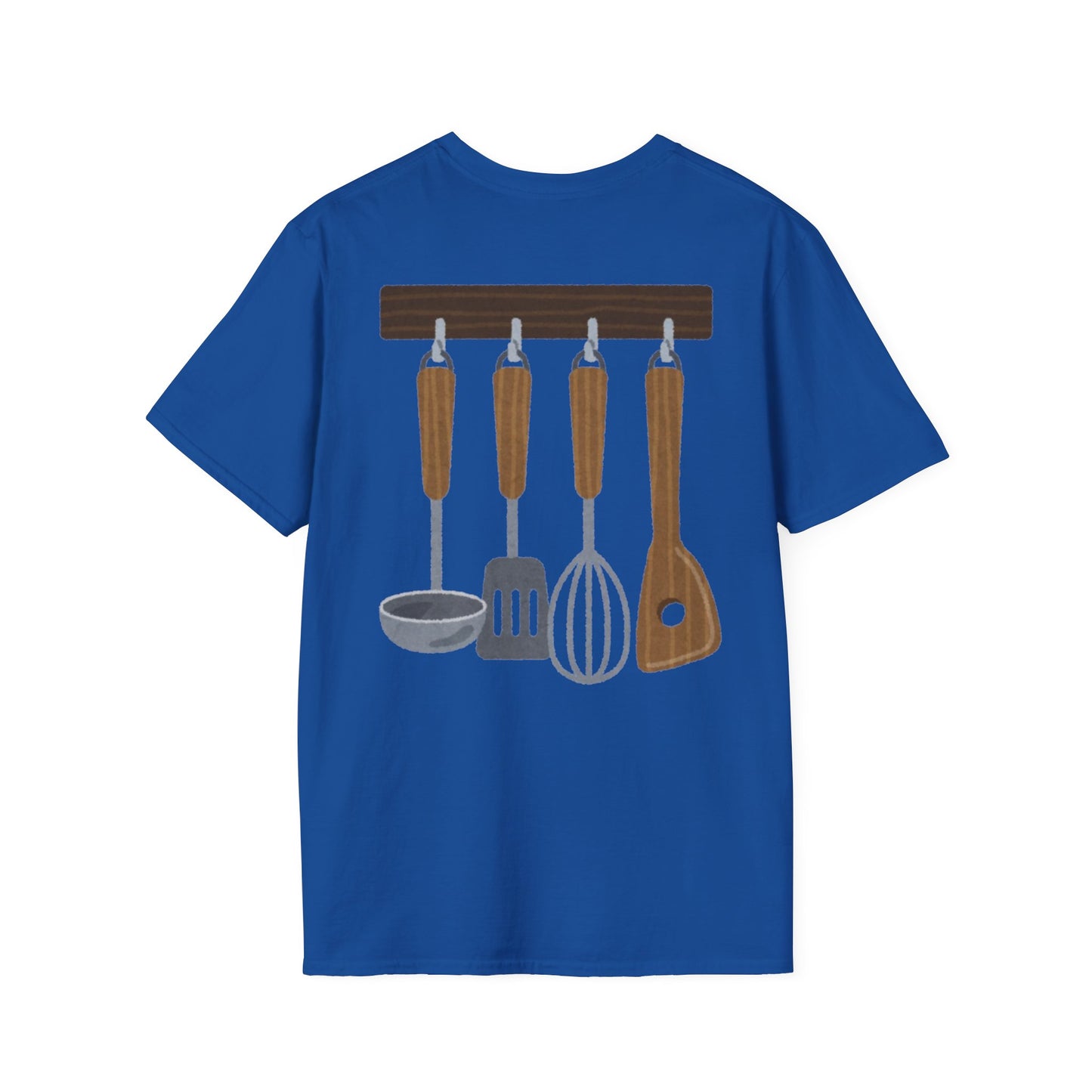 Kitchen Utensils Hanging Back Print T‑Shirt — Chef Cooking Tools Shirt