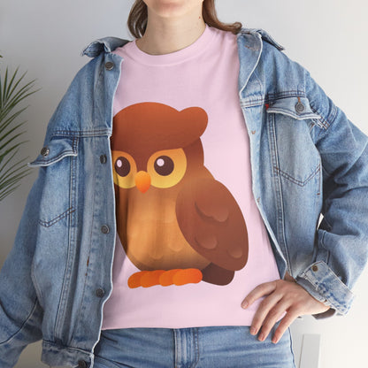 Cute Owl Graphic Tee — Whimsical Brown Owl Design