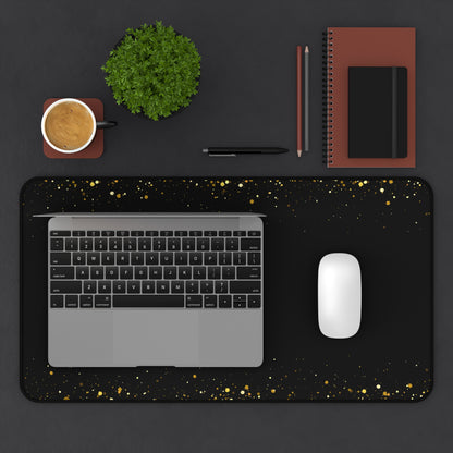 Black & Gold Glitter Desk Mat — Elegant Sparkle Mousepad for Office & Home