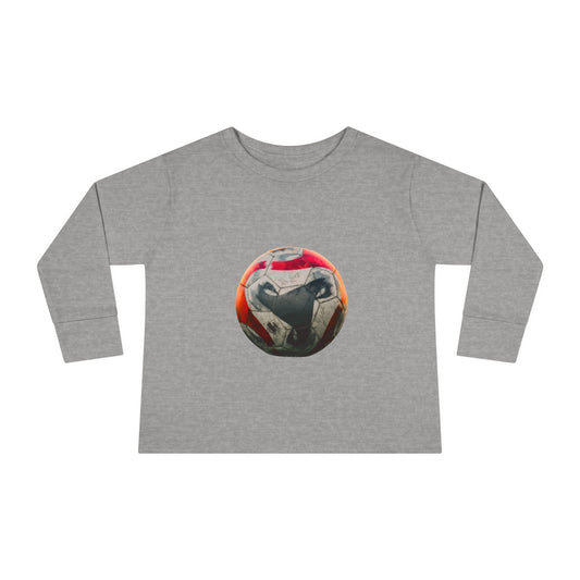Toddler Long Sleeve Tee — Colorful Soccer Ball Graphic Kids Shirt