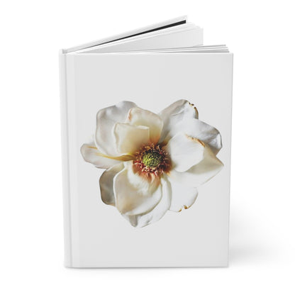 Floral Magnolia Hardcover Journal — Elegant White Flower Notebook for Writing & Gifts