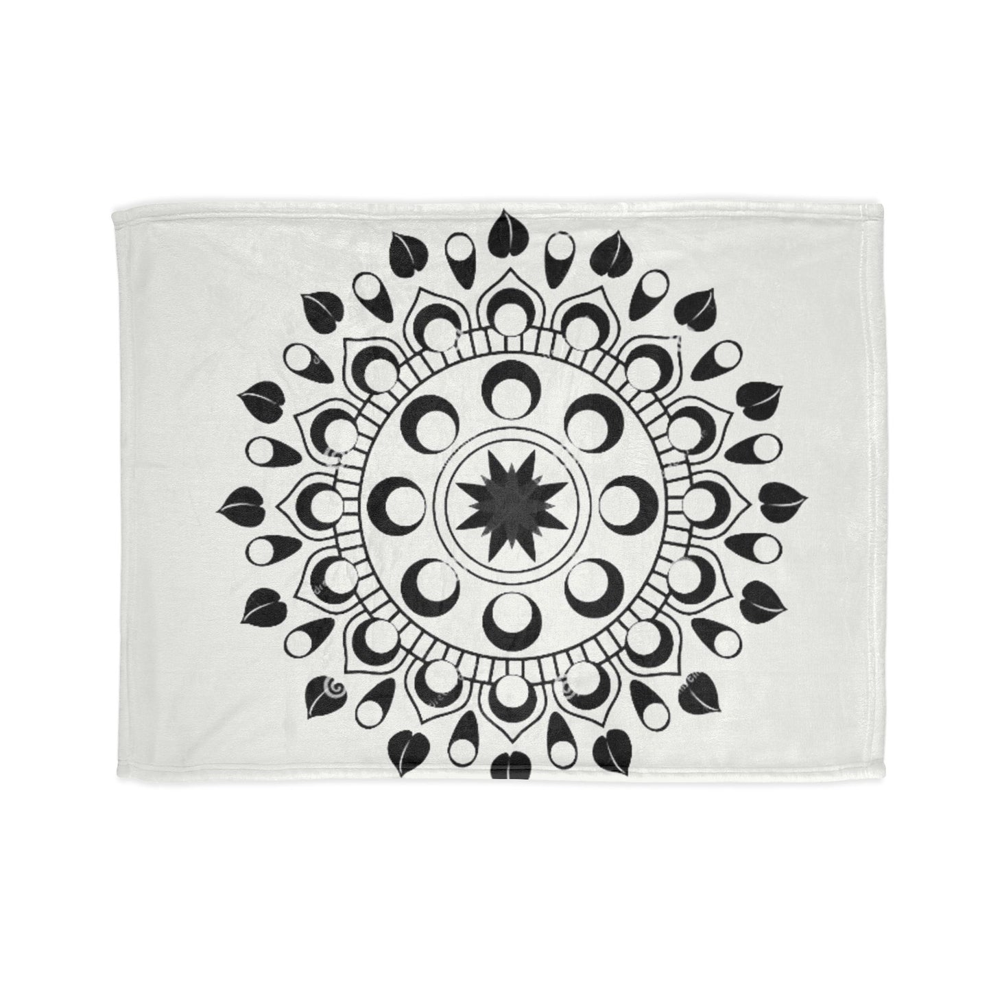 Mandala Moon Phases Blanket — Black & White Boho Throw
