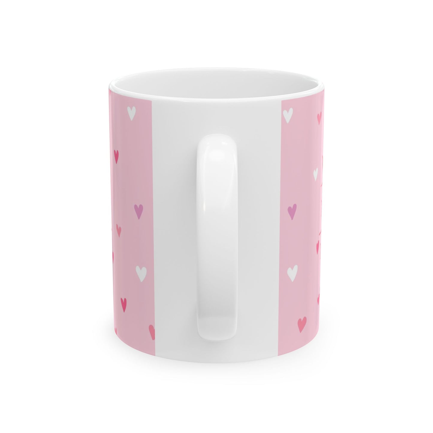 Valentine Tic-Tac-Toe Ceramic Mug — "You Win My Heart" Pink Heart Coffee Cup (11oz/15oz)