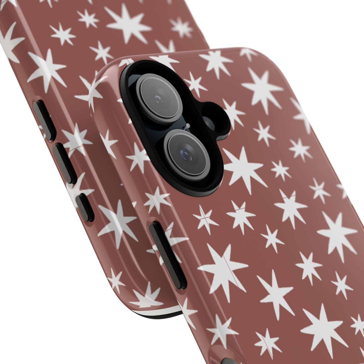 Star Pattern Tough Phone Case — Rustic Red Protective iPhone Cover