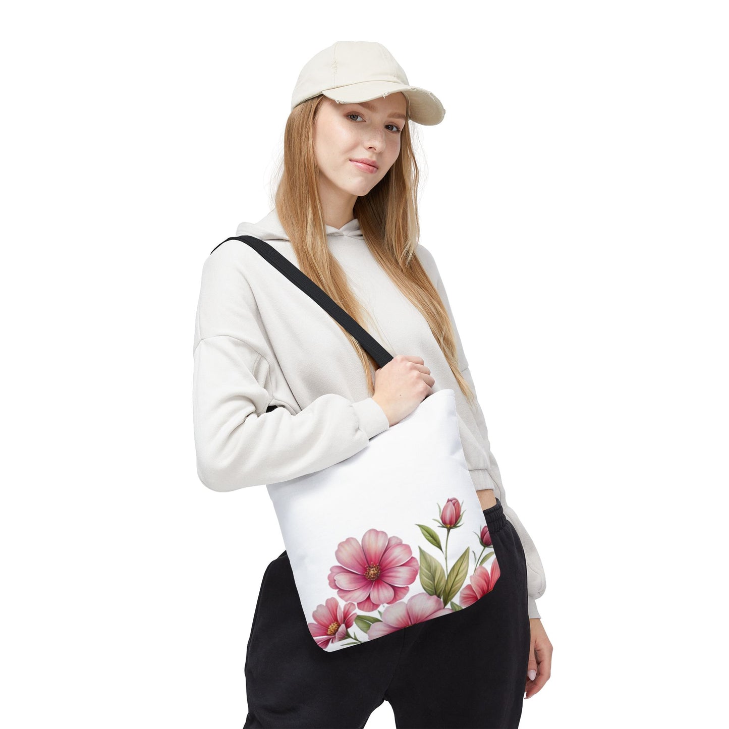 Floral Pink Blossom Tote Bag – Watercolor Flower AOP Shopper